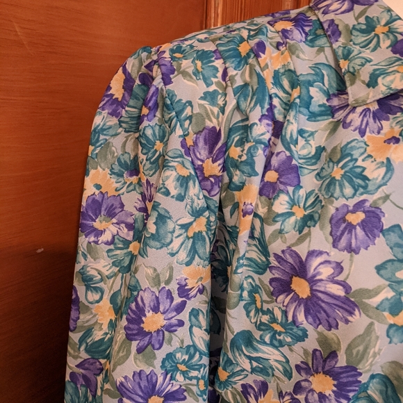 80s Floral Shirtwaist Dress - Picture 3 of 12